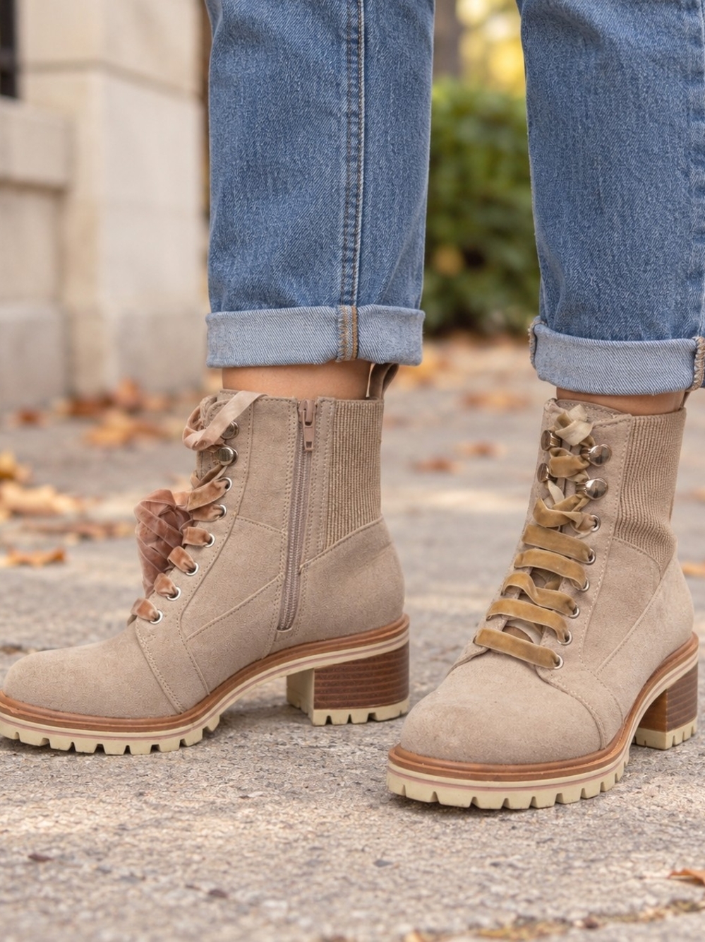 # 2109 Crown Vintage Taupe Suede Lace-Up Combat Boots